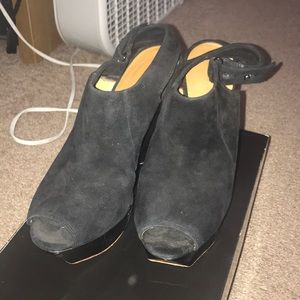 LAMB black suede heels